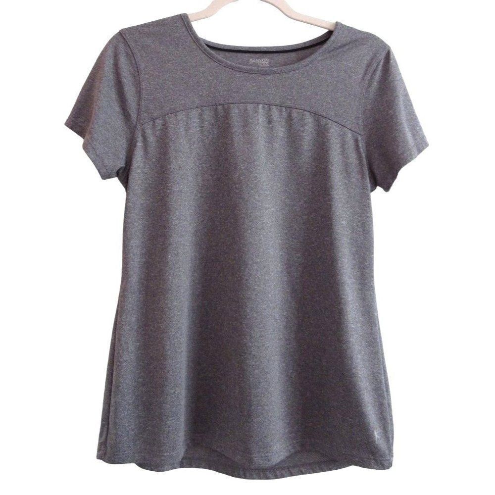 New Danskin Now Semi Fitted Dri More Gray Heather Short Sleeve Athletic Top M 8